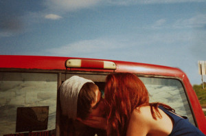 car, couple, cute, kiss, love, red hair
