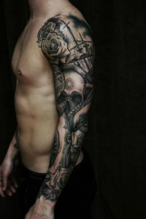 skull tattoo sleeves2 The Meaning of Skull Sleeve Tattoos