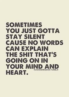 sometimes you just gotta stay silent cause no words can explain the ...