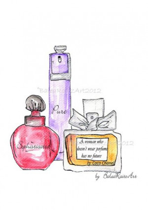 Perfume bottles 5x7 inch print with Coco Chanel quote
