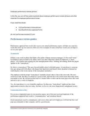 Employee performance reviews phrases