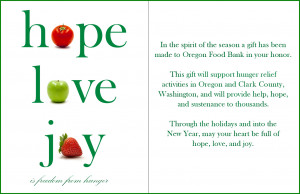 Our holiday card, shown with optional, pre-printed message. (Card is ...