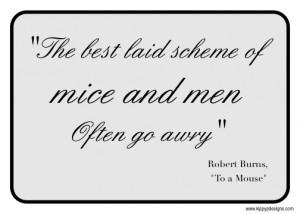 The best laid schemes of mice and men / Often go awry