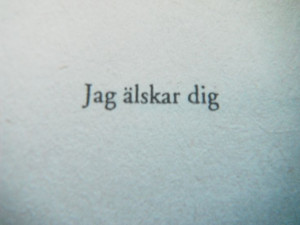 Jag alskar dig. I love you (Swedish)