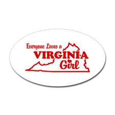 Everyone Loves a Virginia Girl Oval Sticker for