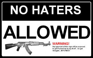 no noobs allowed or haters get straight haters