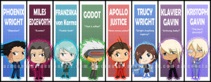 Ace Attorney chibi bookmarks by AznCeestar
