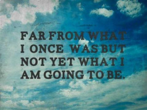 Far from what I once was but not yet what I am going to be.