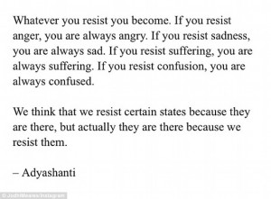 ... be at home as she posted a spiritual quote to Instagram on Wednesday