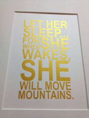 Baby girl nursery gold quote print 