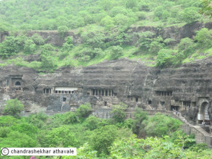 steel bridge on the Waghora river in the ravine