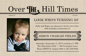 Over The Hill Times 50th Birthday Invitation