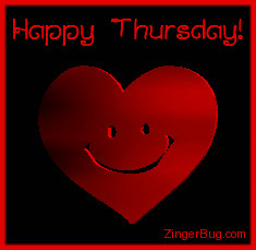 Glitter Graphic Comment: Happy Thursday Red Smiley Face Heart