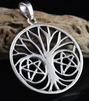 Pagan Double Pentacle Pentagram Tree of Life Pendant