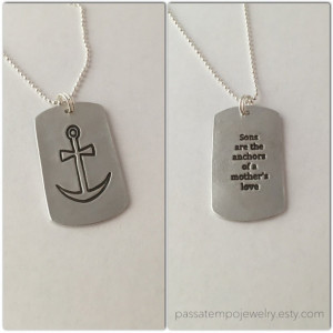 Anchor Dog Tag, Gift for Son, Anchor Jewelry, nautical dog tag