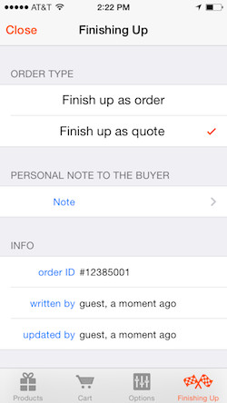 ... quote to send the customer an interactive quote rather than an order