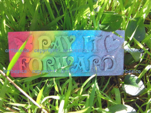 Wooden sign, PAY IT FORWARD, inspirational quote, multi colours wood ...