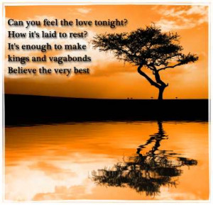 Love Song Lyrics - Can You Feel the Love Tonight