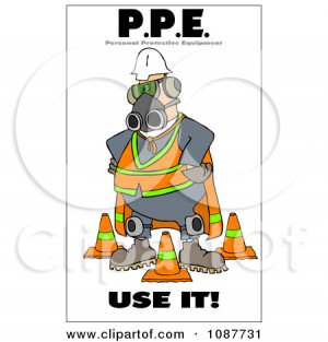 ... In Protective Gear With A Safety Warning - Royalty Free Illustration