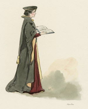 EJS. Costume for Merchant of Venice. Portia. Watercolor. Folger ...