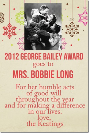 New Tradition 2012: The George Bailey Award