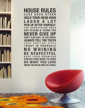 ... By. Vinyl Wall Decal Sticker Art House Rules by urbanwalls on Etsy