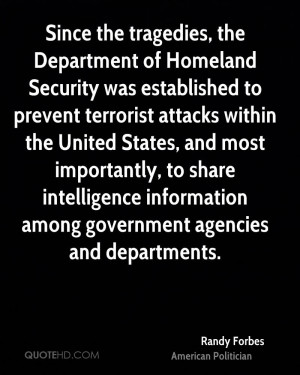 ... intelligence information among government agencies and departments