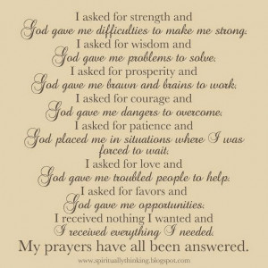 ... this evening are prayers for strength of faith during difficult times