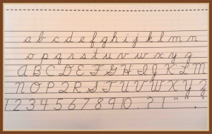 ... the back, there is a template showing how to make each cursive letter