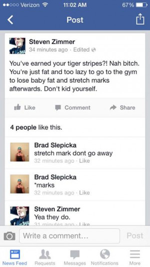... Awesome Douchebag Dudebro ™ Dropping Stretch Mark Knowledge On FB