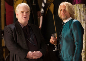 Philip Seymour Hoffman with Woody Harrelson in a scene from The Hunger ...