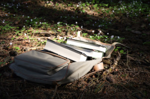 artofalazygirl:backpack with books