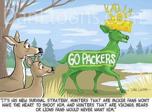 funny cartoon featuring a new Green Bay Packer deer survival ...