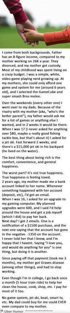 ... His Middleclass Mom And Rich Dad After Divorce. This Is Priceless