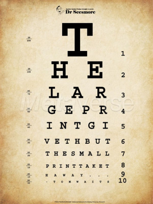Tom Waits Eye Chart art print