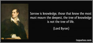 Sorrow is knowledge, those that know the most must mourn the deepest ...