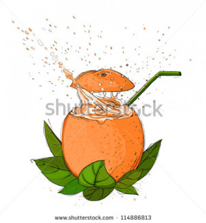 Orange Juice Splash. Vector orange juice EPS8 illustration. No effects ...
