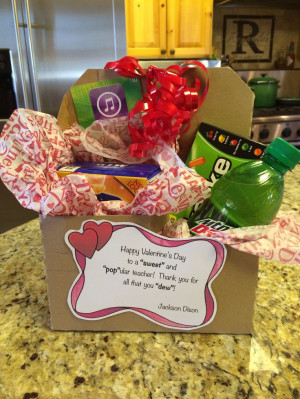 teacher gift basket using sonic drink carrier, candy, Mountain Dew ...