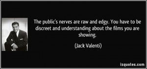 The public's nerves are raw and edgy. You have to be discreet and ...