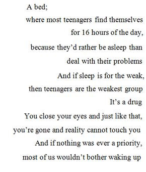 sleeping is a drug for teens