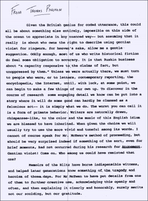 Thomas Pynchon on Plagiarism