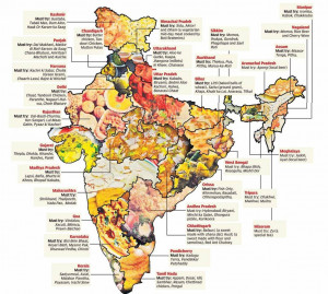 HERE IS A MAP OF INDIA WITH THE MUST TRY RECIPES AND POPULAR FOOD