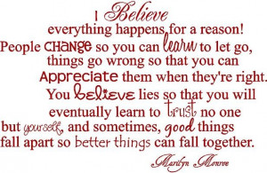 Marilyn Monroe Quotes I Believe That Everything Happens For A Reason