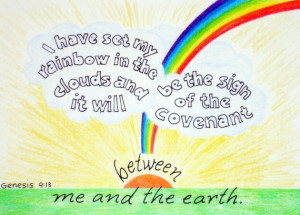 Scripture Art Rainbow Inspirational Bible Verse