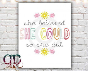 she believed she could so she did, printable art, inspirational quote ...