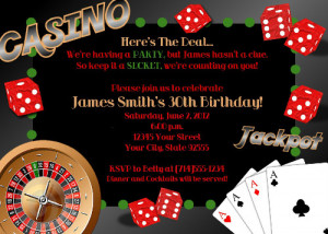 Casino birthday party invitation ideas 1
