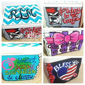 Southern Painted Coolers Custom painted cooler- small