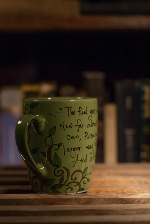 Tolkien The Road goes ever on and on LOTR Literary quote mug ...