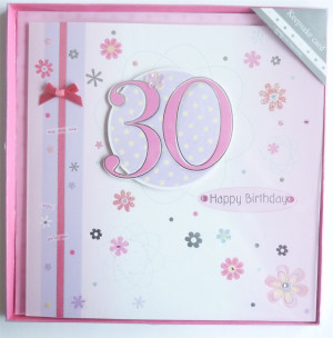 Hand Crafted 30th Girl Happy Birthday Card Boxed Pink