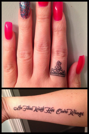 Princess Crown Tattoos On Wrist Tiara finger tattoo and quote